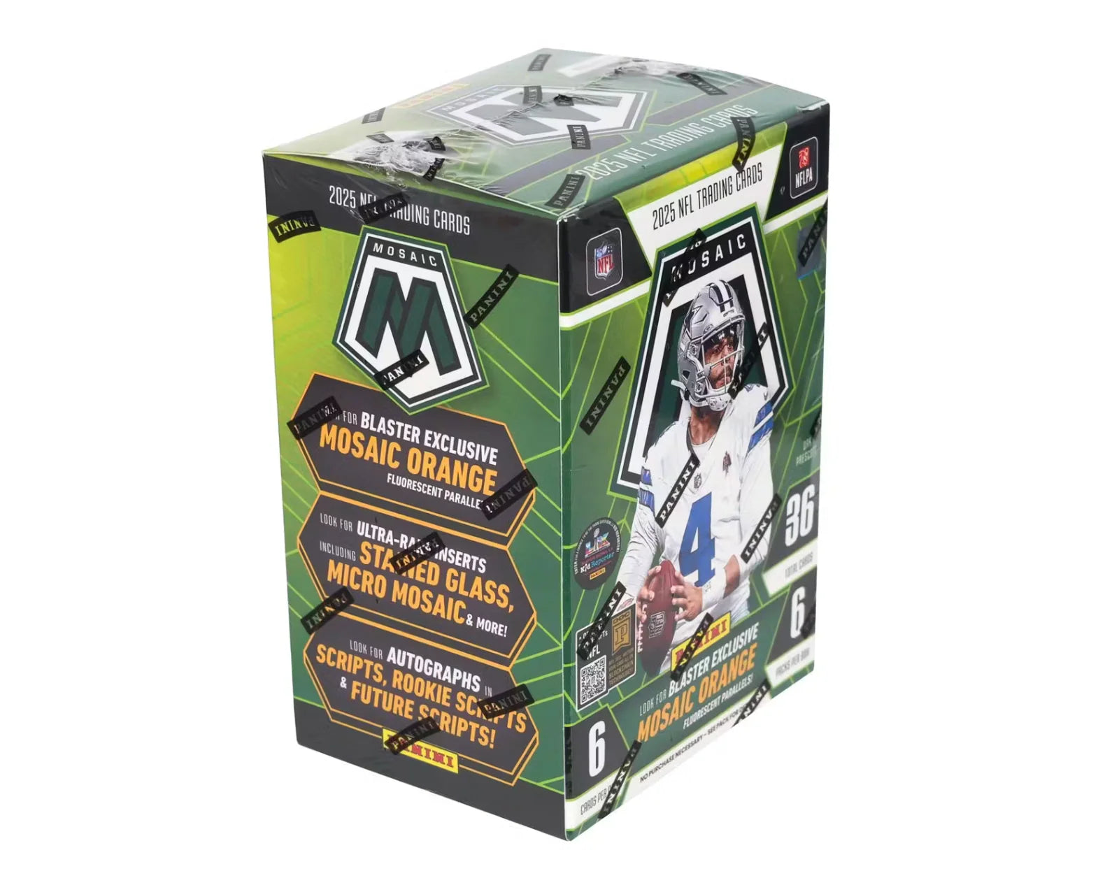 2025 Panini Mosaic Football 6-Pack Blaster Box sealed retail box with Mosaic Prizm parallels and rookie cards